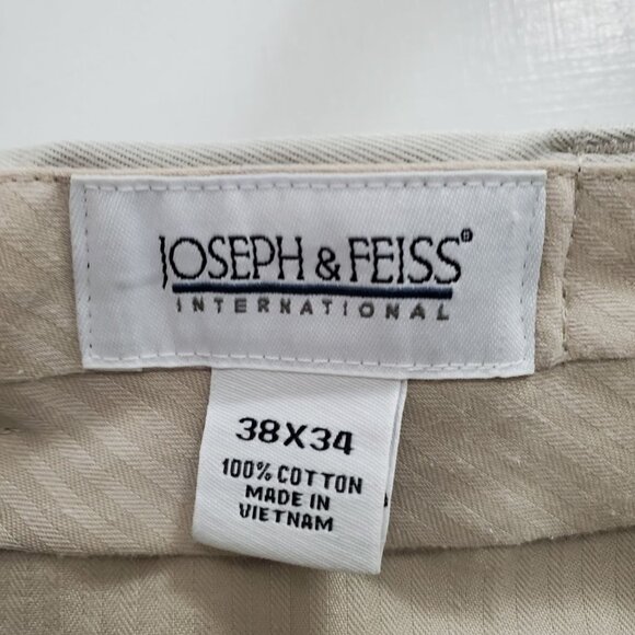 Joseph‎ & Feiss International Men's Beige Flat Front Tapered Leg Khakis 38x34 - Picture 4 of 5